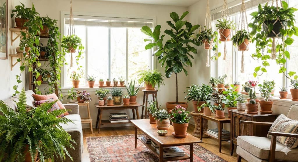 Lush green nursery interior